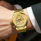 Waterproof Luminous Men Quartz Watch - Hollow Design - Gold And Gold Surface