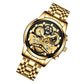 Waterproof Luminous Men Quartz Watch - Hollow Design - Gold And Gold Surface
