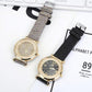 Gold Rhinestone Quartz Watch with Pu Leather Strap for Women - Gold
