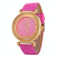 Gold Rhinestone Quartz Watch with Pu Leather Strap for Women - Gold