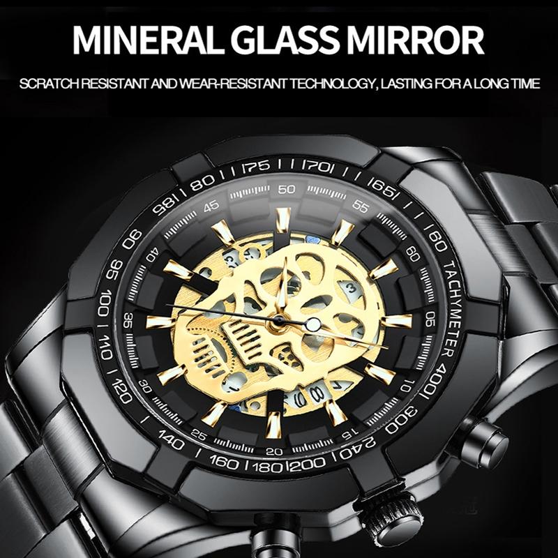 Waterproof Luminous Skeleton Watch - 30m - Full Gold Black Gold Nail