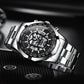 Waterproof Luminous Skeleton Watch - 30m - Full Gold Black Gold Nail