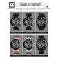 Men Casual Sports Watch with Large Dial and Steel Band - Black-Steel Belt