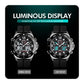 Men Casual Sports Watch with Large Dial and Steel Band - Black-Steel Belt