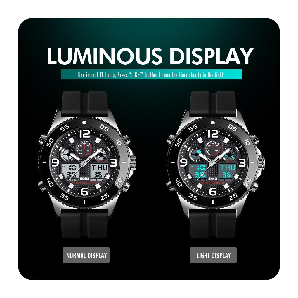 Men Casual Sports Watch with Large Dial and Steel Band - Black-Steel Belt