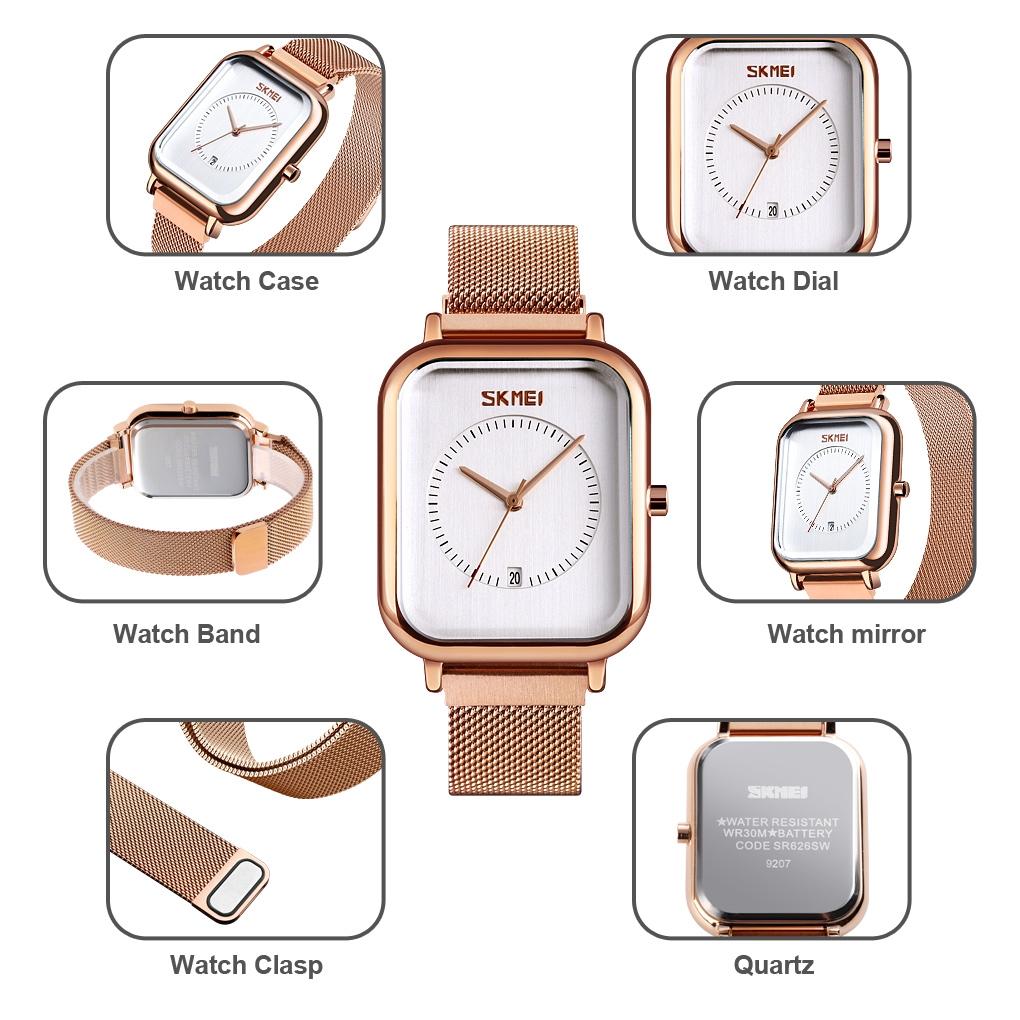 Unisex Magnetic Buckle Mesh Belt Quartz Watch - Rose Gold