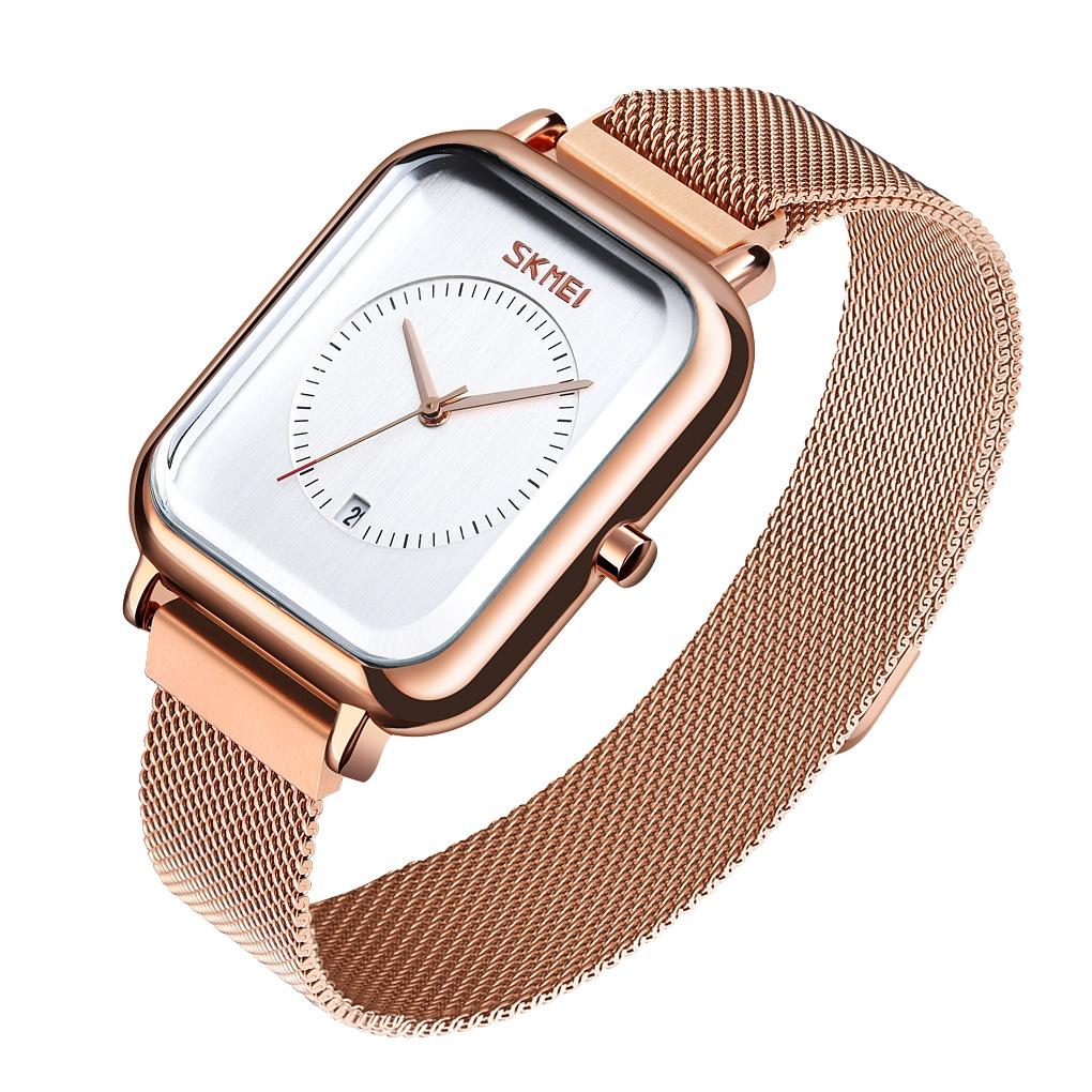 Unisex Magnetic Buckle Mesh Belt Quartz Watch - Rose Gold