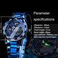 Men Skeleton Diamond Mechanical Watch - Luminous Pointer - Gold Belt Gold Shell Gold Face