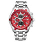 Stainless Steel Men Analog Sport Watch - 8023 - White Case Red Face
