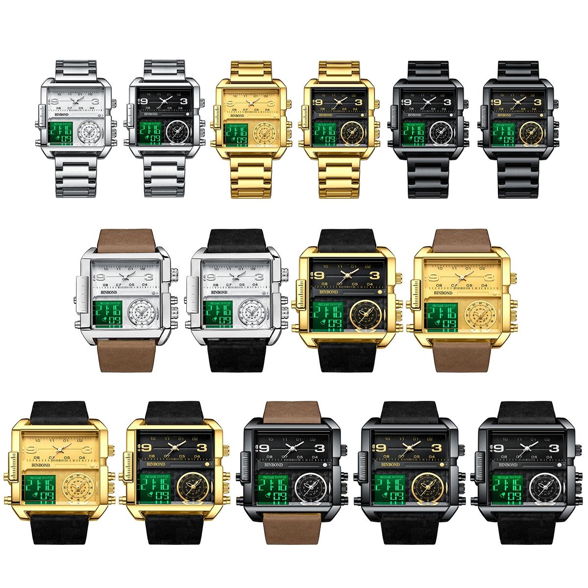 Waterproof Square Multifunctional Sports Quartz Watch - Full-Gold-Gold