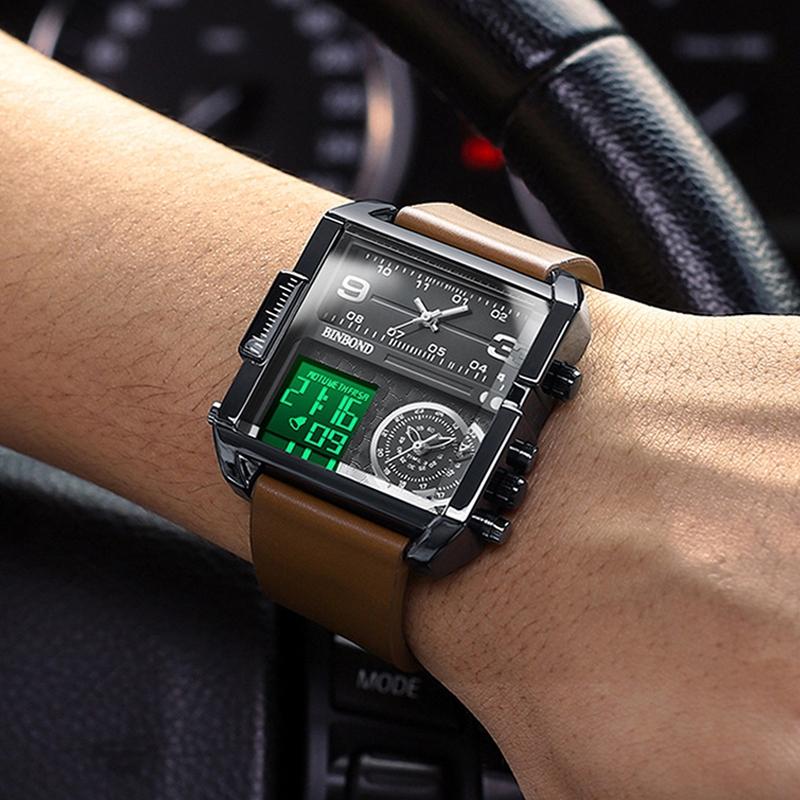 Waterproof Square Multifunctional Sports Quartz Watch - Full-Gold-Gold