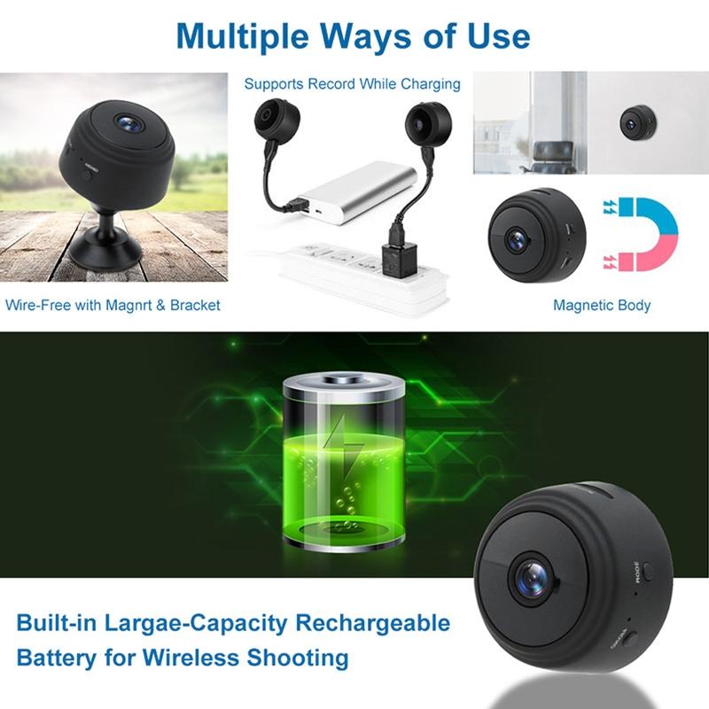 Wireless 1080P Camera With Night Vision & Motion Detection Tf Card & Bluetooth - White