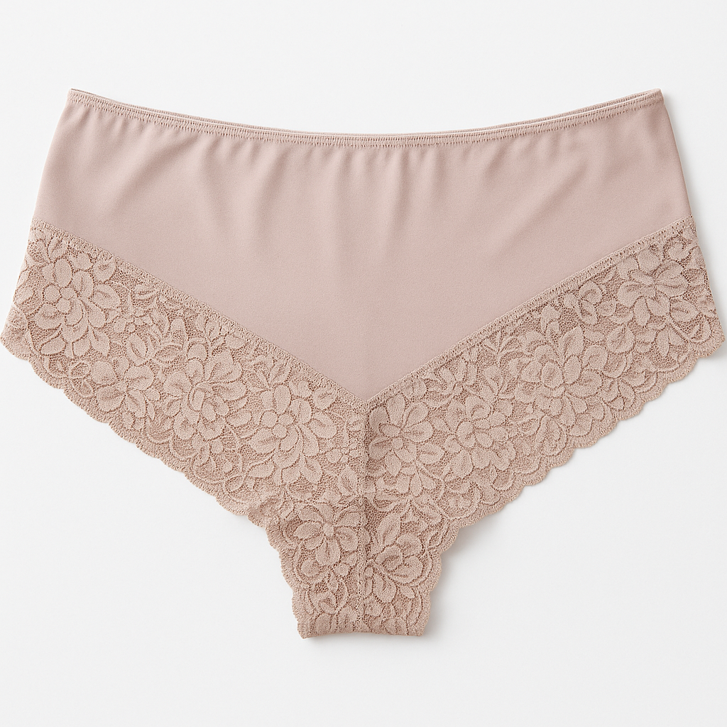 3x Womens Lace Boyshort Boyleg Full Briefs Underwear Undies in Beige - 10