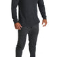 2pcs Set Mens Merino Wool Blend Long Sleeve Thermal Top & Long Johns Pants Underwear - Black - S