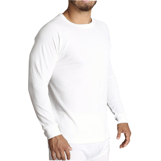 Mens Merino Wool Blend Long Sleeve Thermal Top Underwear Thermals Base Layer - Beige - 4XL