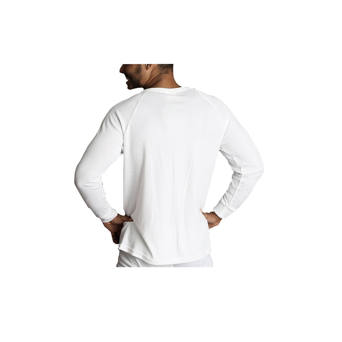 Mens Merino Wool Blend Long Sleeve Thermal Top Underwear Thermals Base Layer - Beige - 5XL