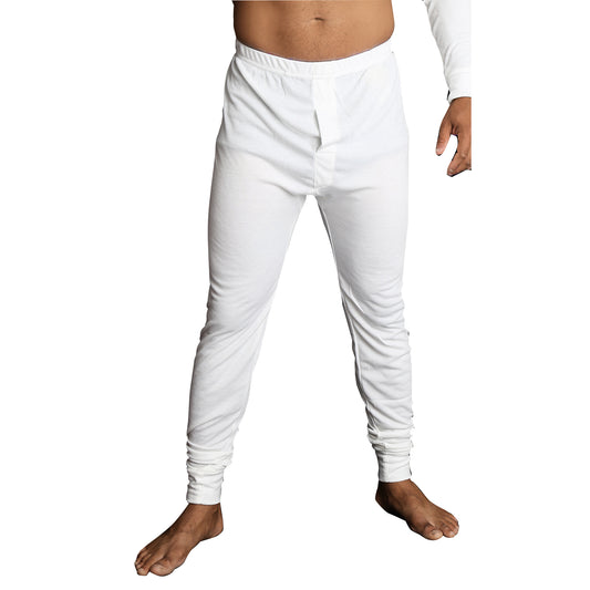 Mens Merino Wool Blend Long John Thermal Pants Underwear Thermals Warm Winter - Beige - 5XL