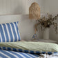 100% Cotton Duvet Quilt Cover Set w/ 2 Pillow Cases in Reversible Blue/Green/White Stripe - Single