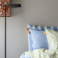100% Cotton Duvet Quilt Cover Set w/ 2 Pillow Cases in Reversible Blue/Green/White Stripe - Super King