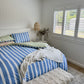 100% Cotton Duvet Quilt Cover Set w/ 2 Pillow Cases in Reversible Blue/Green/White Stripe - Super King