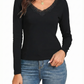Womens Thermal Cotton Long Sleeve Spencer Tops Long Sleeve Underwear in Black - 16-18