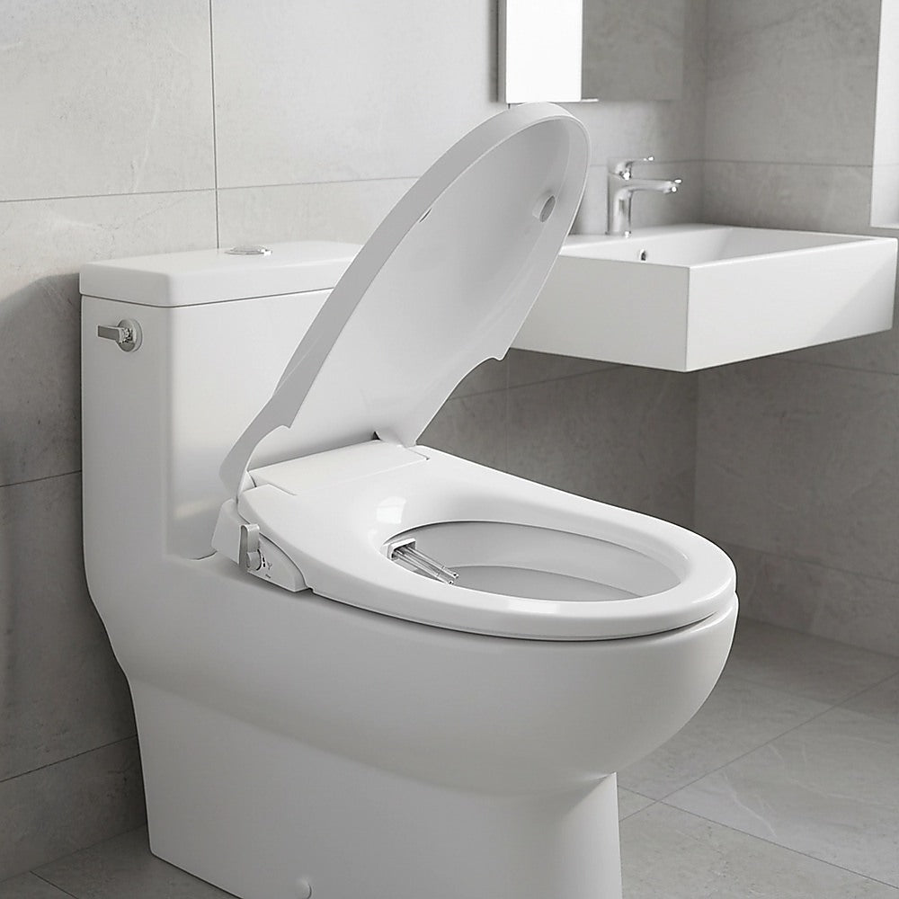 Non Electric Bidet Toilet Seat W/ Cover Bathroom Spray Washlet Water Wash