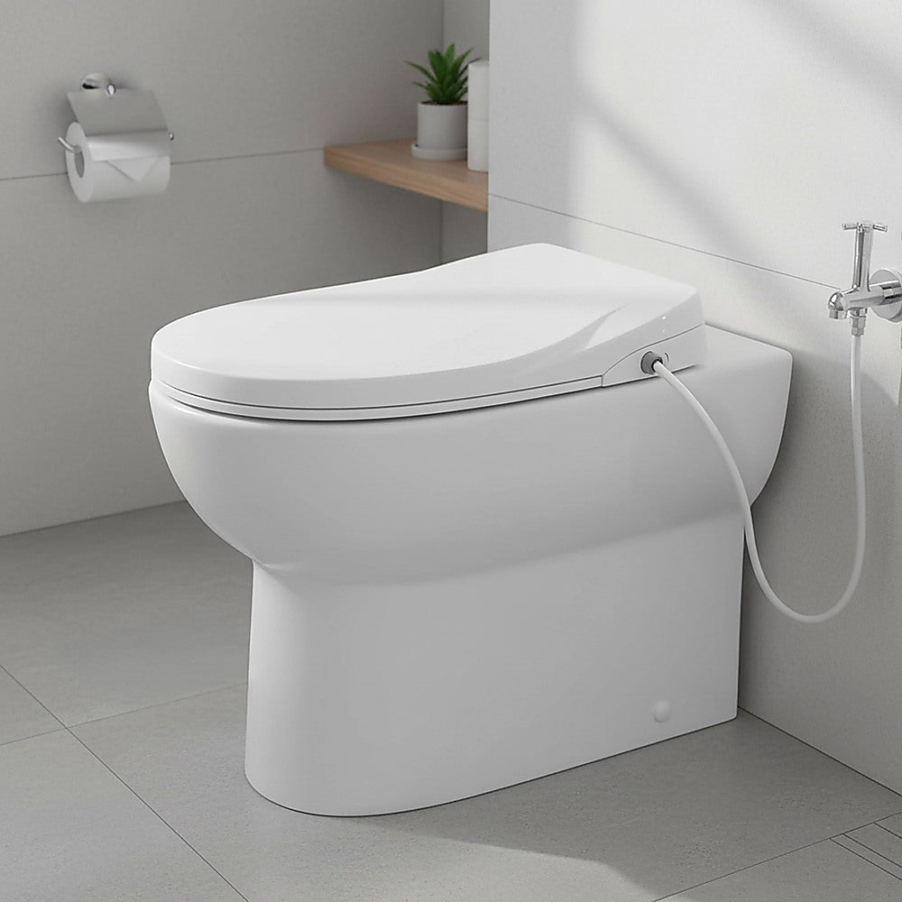 Non Electric Bidet Toilet Seat W/ Cover Bathroom Spray Washlet Water Wash