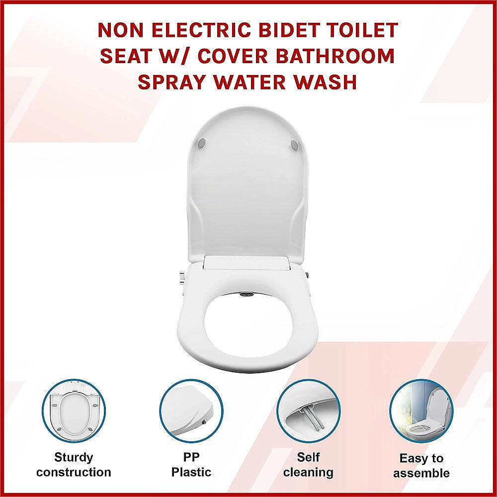 Non Electric Bidet Toilet Seat W/ Cover Bathroom Washlet Spray Water Wash