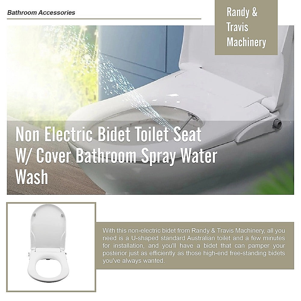 Non Electric Bidet Toilet Seat W/ Cover Bathroom Washlet Spray Water Wash