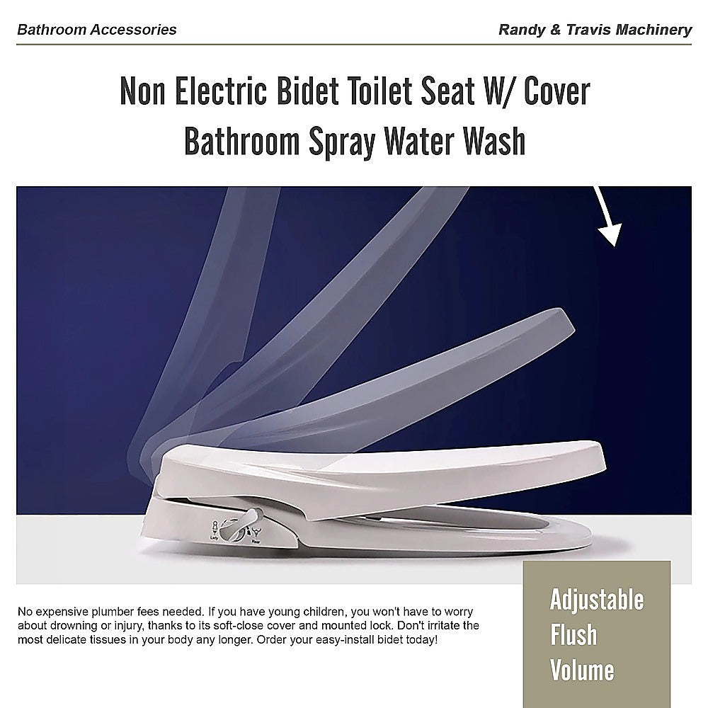 Non Electric Bidet Toilet Seat W/ Cover Bathroom Washlet Spray Water Wash
