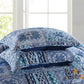 Boho Blue Quilted Coverlet & Pillow Set: Vibrant, Cozy Elegance - king