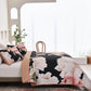 Blossom Trio Quilted Coverlet Set with Pillowcases (Black, Red & Pink