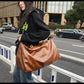 Black Solid Color Unisex Large Capacity Fitness Bag – Leather Sports Bag, Crossbody Travel Bag, Gym and Luggage Handbag