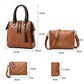 Red 4-Piece Women's PU Leather Tote Bag Set - Vintage Handbag, Shoulder Bag, Clutch, and Card Holder - Lightweight Design
