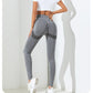 Black Size XL High-Waisted Butt-Lifting Seamless Yoga Leggings for Women - Knitted Fitness Pants
