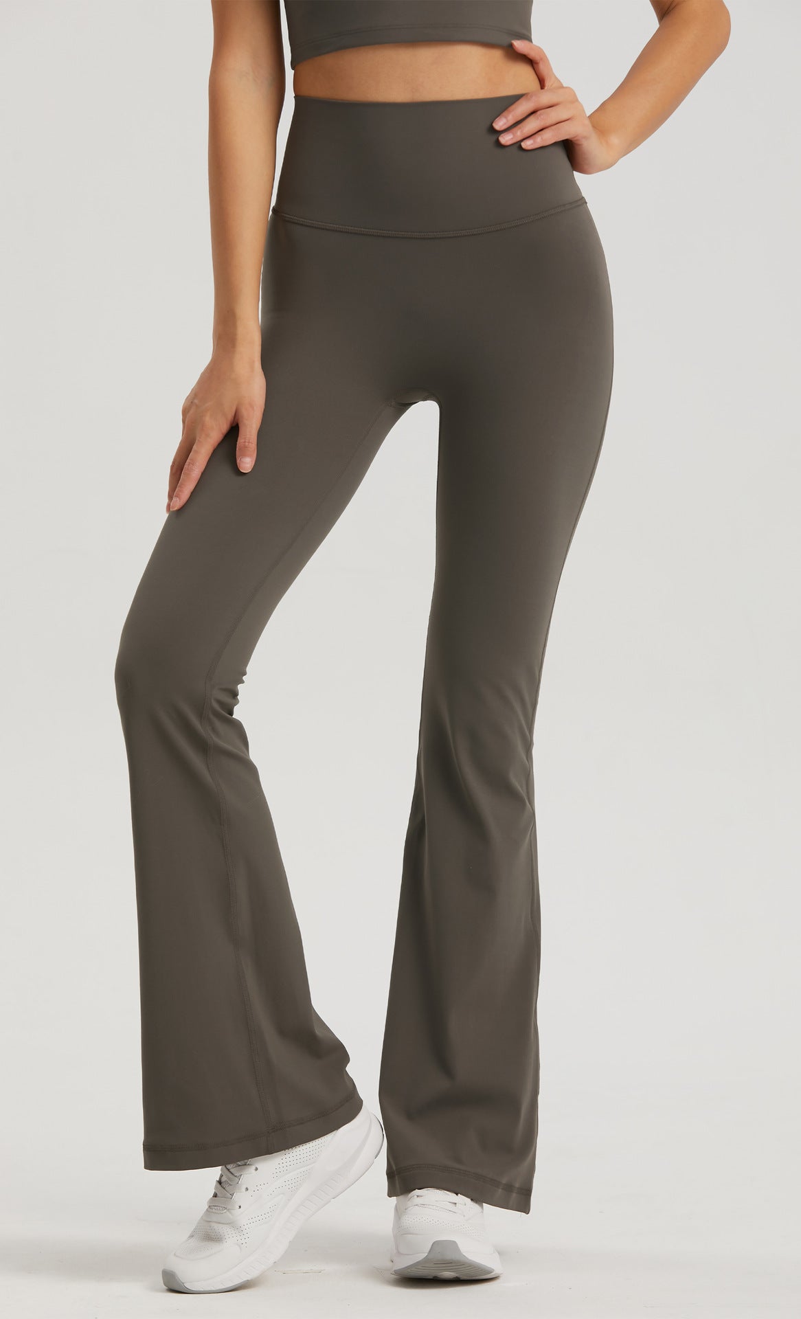 Black High-Waisted Lycra Yoga Bell-Bottom Pants for Women -Tummy Control & Butt Lifting