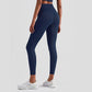 Size XL Dark Blue High-Waisted Seamless Yoga Pants for Women - Tummy Control, Butt Lifting & Back Waistband Pocket