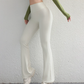 L White High Waist Flare Yoga Pants - Women's Bootcut Leggings - Peach Lift, Quick Dry, Workout & Fitness Pants