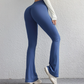 M Blue High Waist Flare Yoga Pants - Women's Bootcut Leggings - Peach Lift, Quick Dry, Workout & Fitness Pants