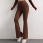 M Brown High Waist Flare Yoga Pants - Women's Bootcut Leggings - Peach Lift, Quick Dry, Workout & Fitness Pants