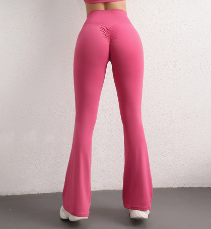 M Pink High Waist Flare Yoga Pants - Women's Bootcut Leggings - Peach Lift, Quick Dry, Workout & Fitness Pants