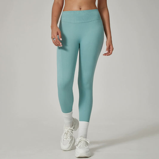 Light Blue High-Waisted Butt Lift Yoga Pants for Women - Peach Hip Design, Full-Length Leggings, Workout and Fitness Activewear size XL