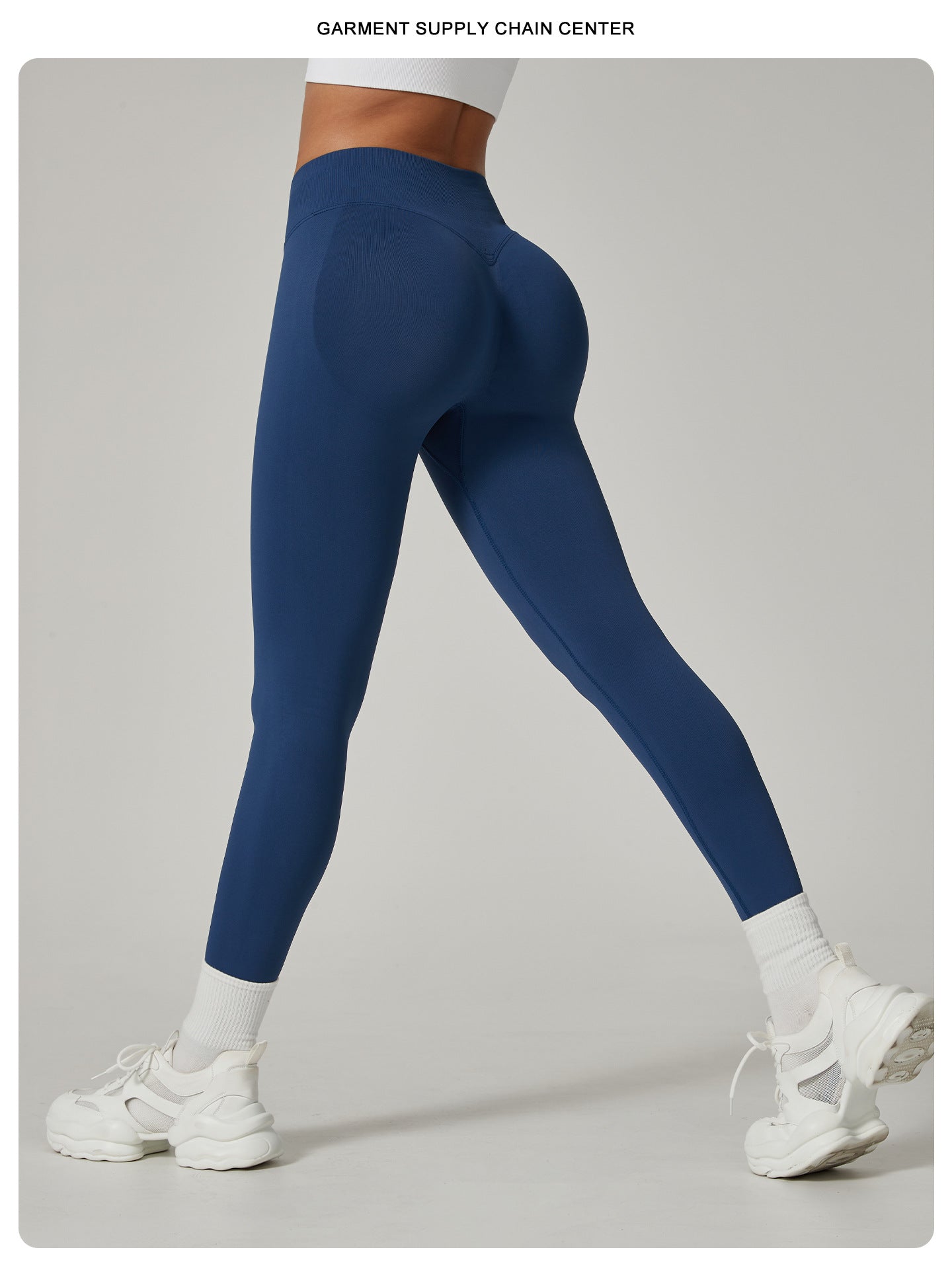 Light Blue High-Waisted Butt Lift Yoga Pants for Women - Peach Hip Design, Full-Length Leggings, Workout and Fitness Activewear size XL