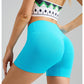 Colorful Blue Yoga Shorts - Seamless, High Waist, Tummy Control Size XL