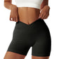 Black Yoga Shorts - Seamless, High Waist, Tummy Control Size XL