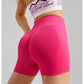 Rose Red Yoga Shorts - Seamless, High Waist, Tummy Control Size XL