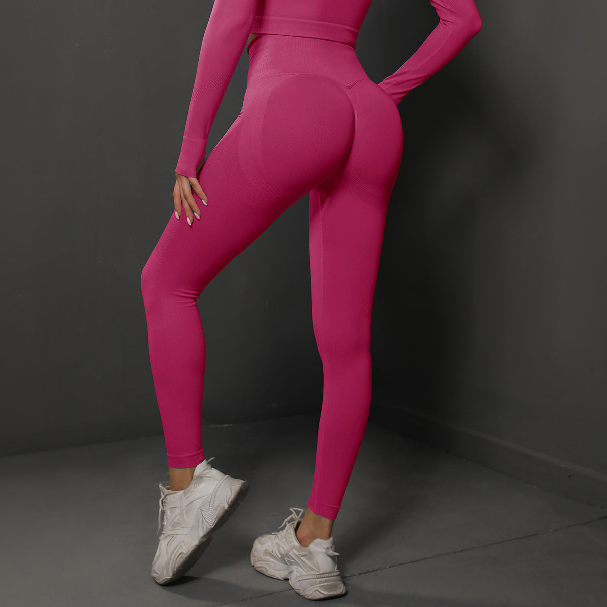 Size M Rose Red Seamless High-Waisted Yoga Pants for Women - Lift Workout Leggings for Running, Gym, and Fitness