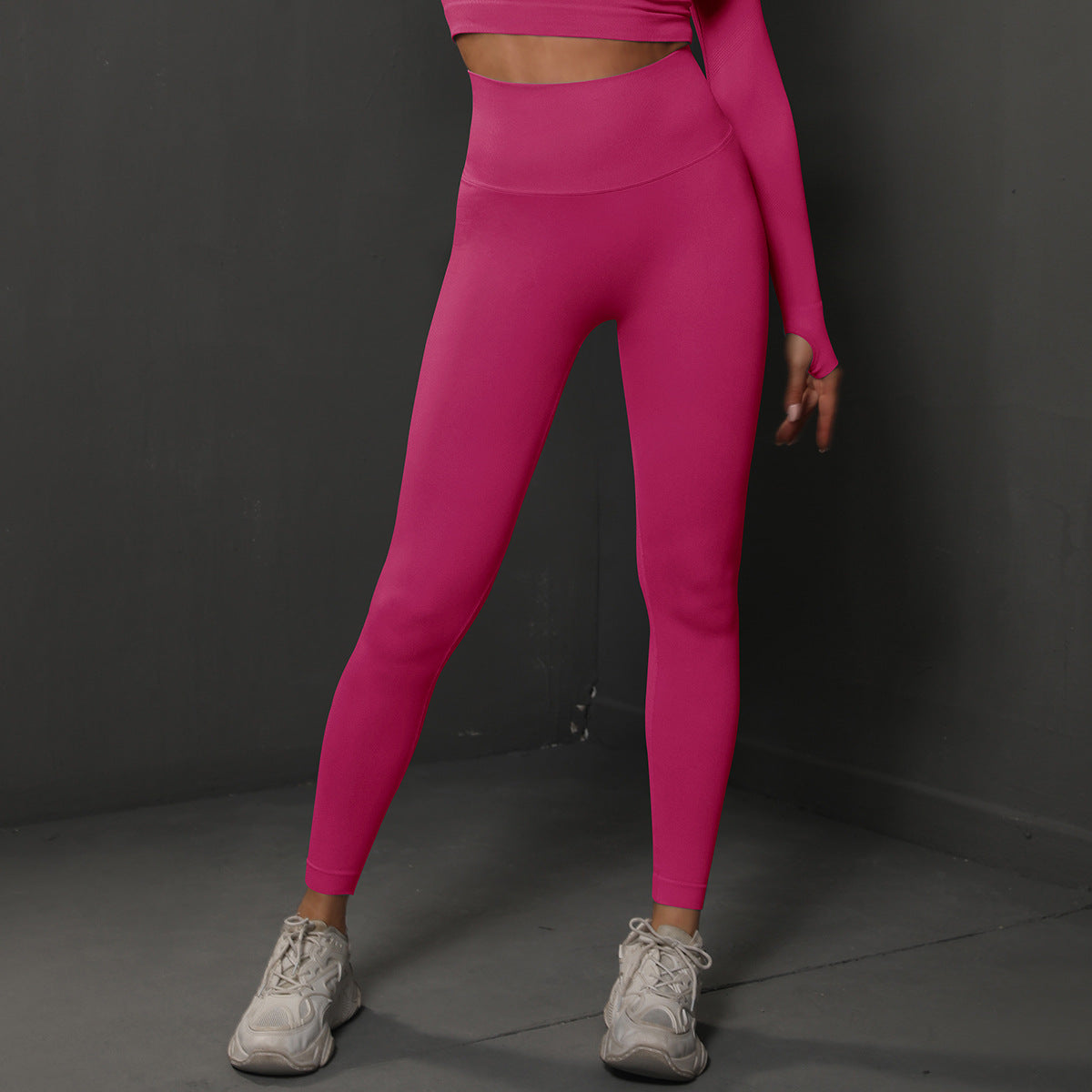 Size L Rose Red Seamless High-Waisted Yoga Pants for Women - Lift Workout Leggings for Running, Gym, and Fitness