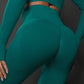 Size L Green Seamless High-Waisted Yoga Pants for Women - Lift Workout Leggings for Running, Gym, and Fitness