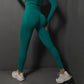 Size L Green Seamless High-Waisted Yoga Pants for Women - Lift Workout Leggings for Running, Gym, and Fitness